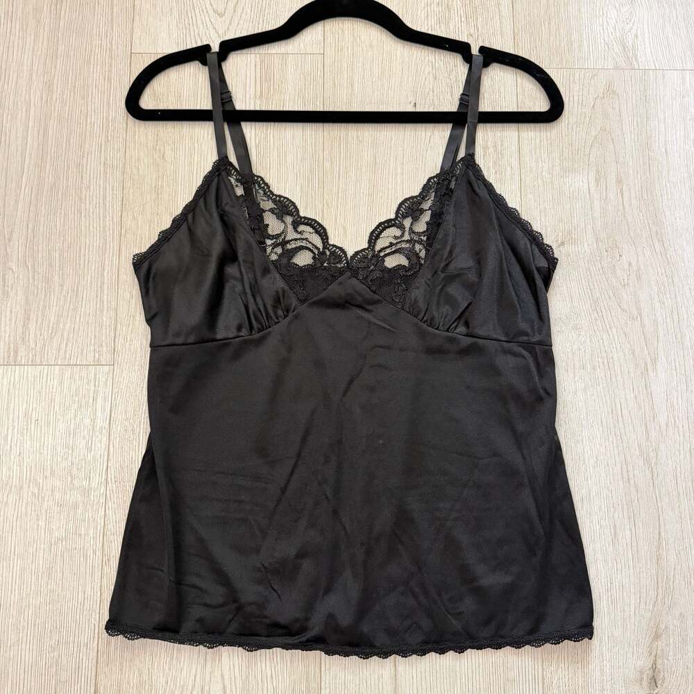Cabernet Black Nylon Lace Trim Camisole